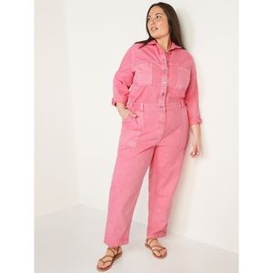 Old Navy Pink Denim Jumpsuit Bloggers Favorite